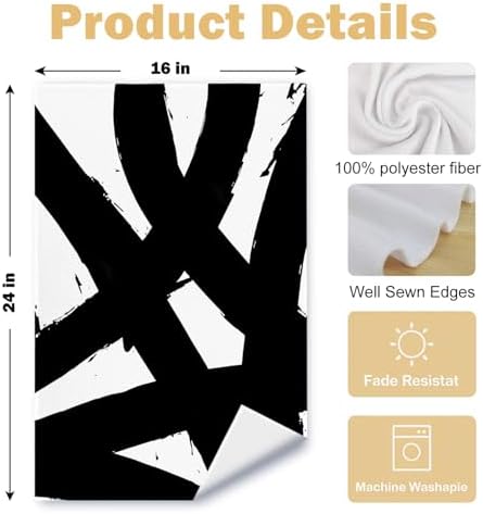 Abstract Black and White Kitchen Towels Set of 2, Modern Black and White Dish - Image 6