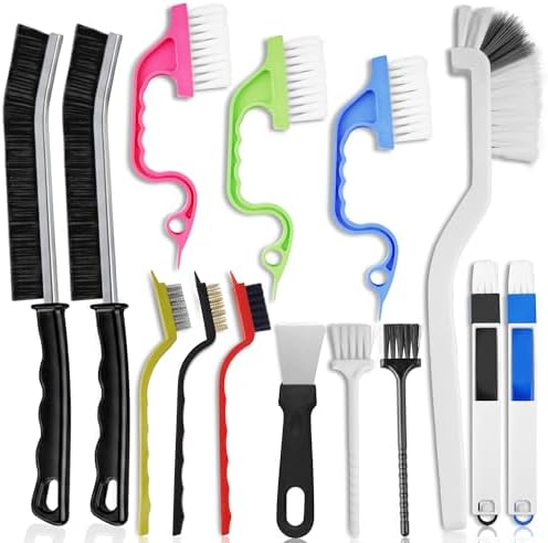 14 Pcs Crevice Cleaning Brush Set – Hard Bristle Cleaning Tools by Solvra
