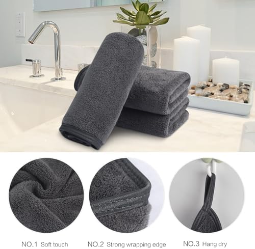 SINLAND Absorbent Coral Velvet Washcloth Ultra Soft Microfiber Face Towels 12 x - Image 3