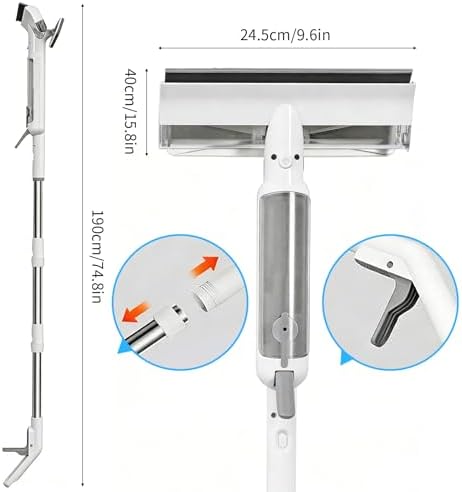 4-in-1 Window Cleaner with Extension Pole & Handle-Controlled Sprayer - Image 3