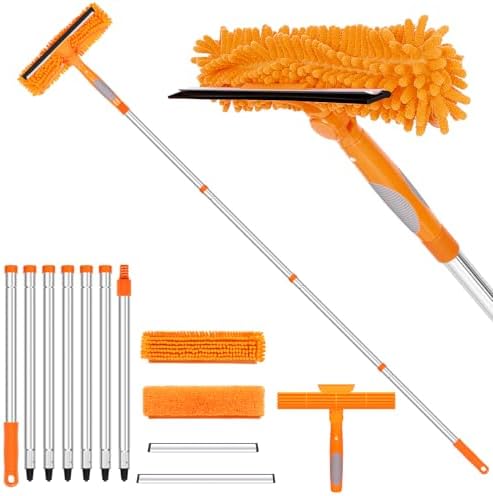 109" Window Cleaning Squeegee Kit, Professional 2 in 1 Squeegee Window Cleaner by TIMIVO