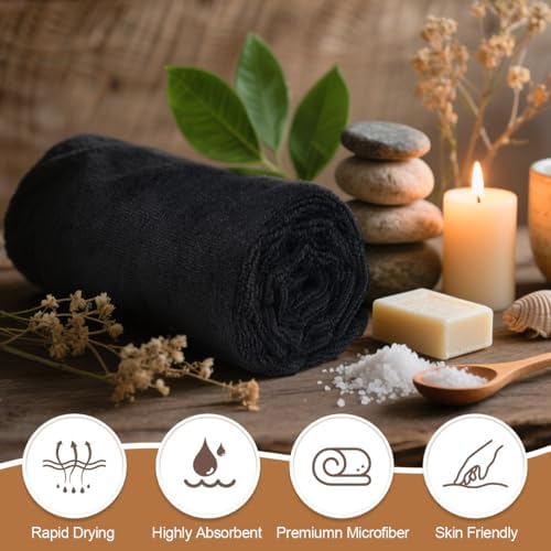 Orighty Salon Towels, 2 Pack Black Microfiber Hair Towel - Image 5