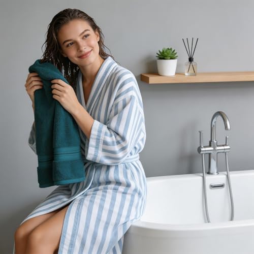 Luxury Hand Towels Set for Bathroom, 5 Pack, Light Blue - Image 2