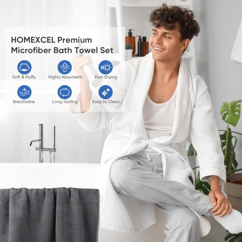 HOMEXCEL 4PK Bath Towel Set, 30x60 in, Absorbent Large Towels - Image 3