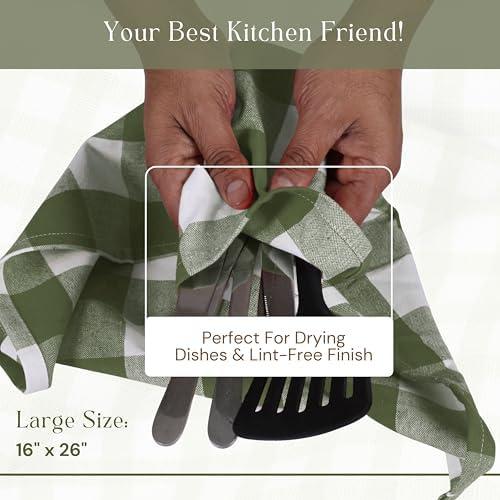 Mint Green and White 12 Pack Buffalo Check Kitchen Towels, 16x26 Inches - Image 5