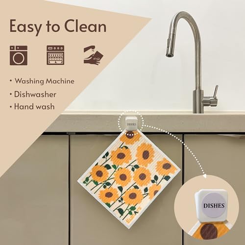 Eulnars Swedish Dishcloths for Kitchen, 8 Pack Flower Reusable Paper Towels - Image 2