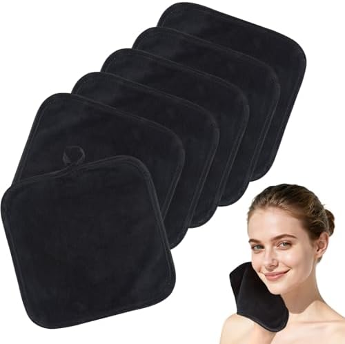 Microfiber Facial Cloths Fast Drying Washcloth 8inch x 8inch Black 6 pack by SINLAND