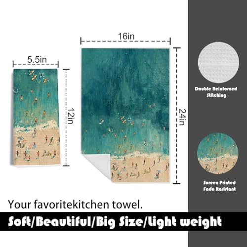 Coastal Beach Kitchen Towels 16x24 Inch, Ocean Bathroom Decor, Beach House Gifts - Image 2