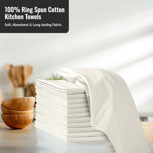 ROYALE LINENS Flour Sack Towels – 12 Pack 33x38 Inch Natural Kitchen Dish - Image 3