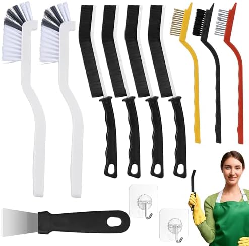 Tedmax 12PCS Grout Brush Set, Hard Bristle Crevice & Baseboard Tool by Tedmax