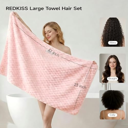 REDKISS 4 Pack Extra Large Hair Towels - Image 2