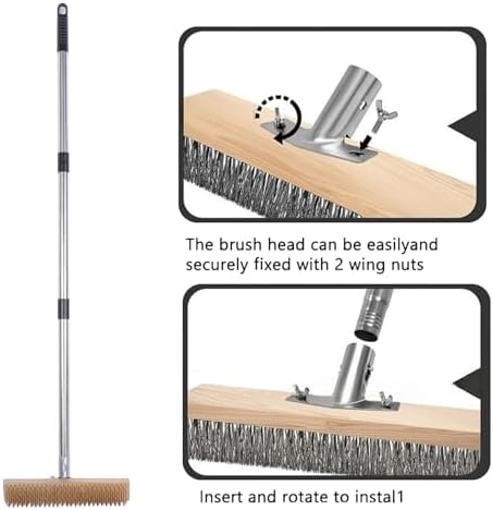 Deck Brush with Long Handle, Wire Deck Scrub Brush, High Efficiency Stainless - Image 6