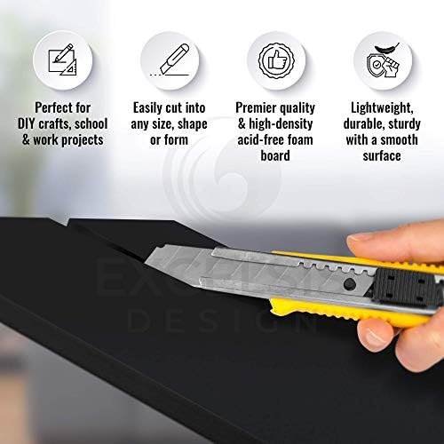 15 Pack Foam Board | Black Foam Board 3/16 Inch Thick Black Core Mat | Backing Board for Presentations, Signboards, Arts, Display and Crafts with Double-Sided Sheet - 16x20 Inches