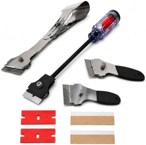 ABN Razor Blade Scraper 4-Piece Tool Set PLUS Replacement Blades – Glass Car by ABN