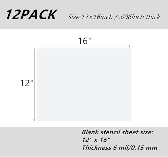 BANLTRE 12 Pack 12" x 16" 6mil/0.15mm Thick Clear Blank Stencil Sheet for Cutting,Craft Plastic Sheets (12" x 16" / 6mil)