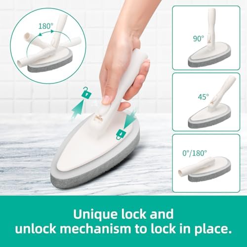 Qaestfy 4-in-1 Tub and Tile Shower Scrubber, Soft & Stiff Bristles Bathroom - Image 4