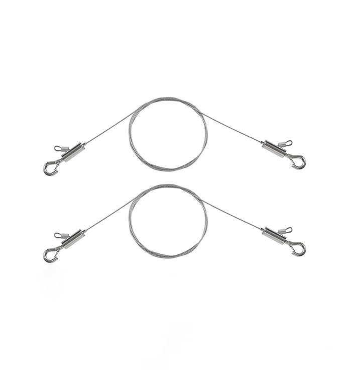 2PCS Picture Hanging Wire Adjustable 1m x 1mm Small Hooks, Picture Frame Wire Kit Heavy Duty 50lbs, Stainless Steel for Art, Mirror, Light Lamp, Billboards, Basket Flowerpot