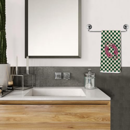 Trendy Hot Pink Leopard Green Checkered Kitchen Towels 16x24 Inch - Image 4