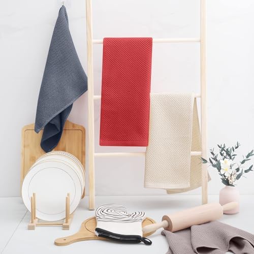 Homaxy 100% Cotton Waffle Weave Kitchen Towels, Mixed Color - Image 6