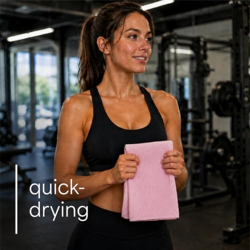 S&T INC. Microfiber Gym Towels, 3 Pack, Honeycomb Pink - Image 4
