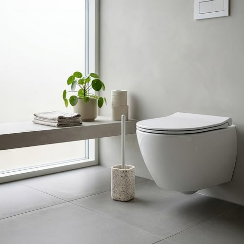 Vigar Zense Toilet Brush and Holder Set, Polyresin Stone - Image 6