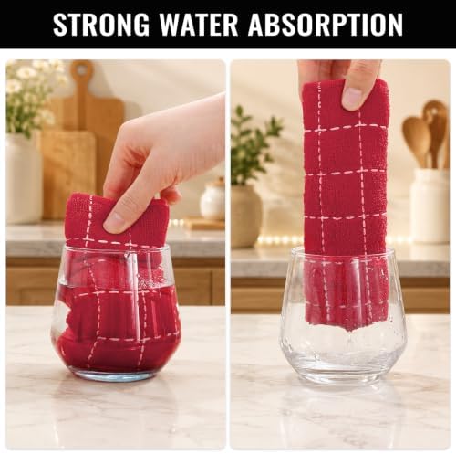 Kitinjoy 100% Cotton Kitchen Towels and Dishcloths Set - Image 5