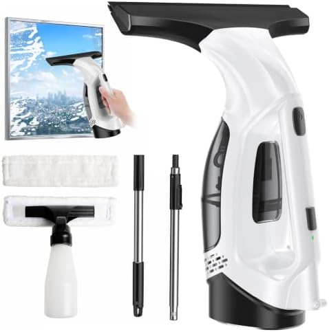Window Vacuum Squeegee, Cordless Extendable Pole by BirdSuite