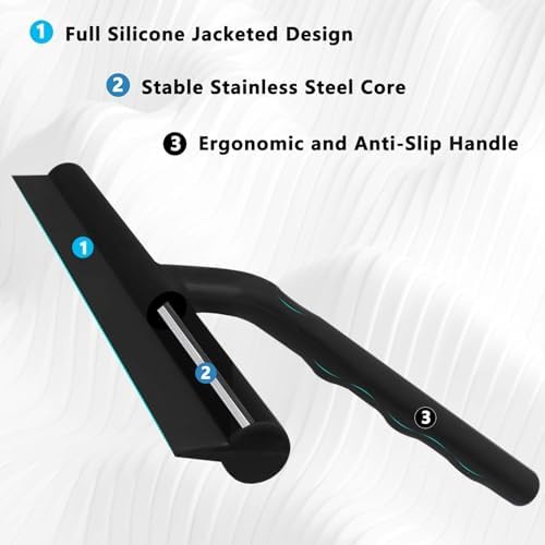 Shower Squeegee for Glass Doors, Full Silicone Jacketed Squeegee - Image 3
