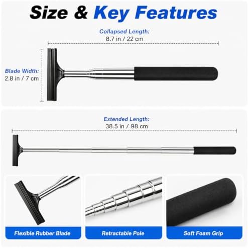 2 Pack Car Side Mirror Squeegee, Silicone Blade Rearview Mirror Cleaner - Image 2
