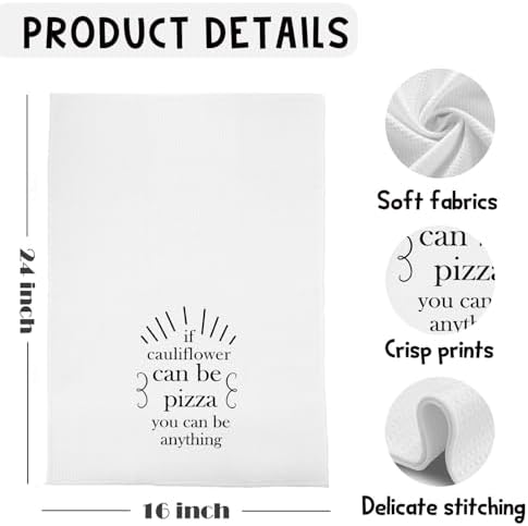 If Cauliflower Can Be Pizza You Can Be Anything Funny Kitchen Towels, - Image 5