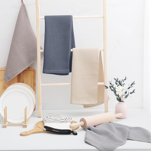 Homaxy 100% Cotton Waffle Weave Kitchen Towels, Dark Grey - Image 6
