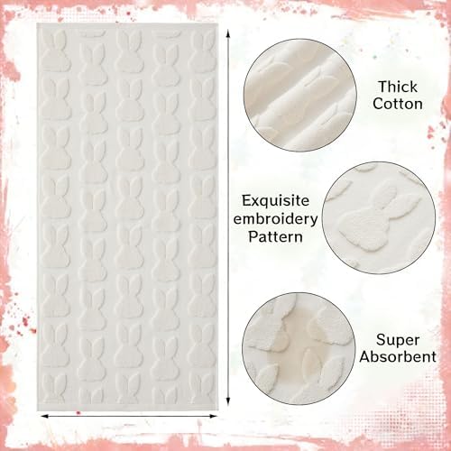 2 Pack Easter Hand Towels White Rabbit Cotton Bathroom Towel Decorative - Image 5