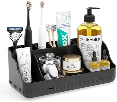 Bathroom Counter Organizer and Storage, 7 Slots Detachable Toothbrush Holders by Homtalker