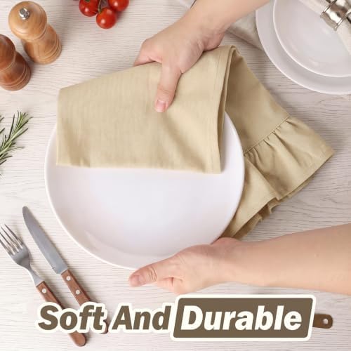 HunnmingRe Beige Kitchen Towels Set of 2, Retro Ruffled Dish Towels - Image 5
