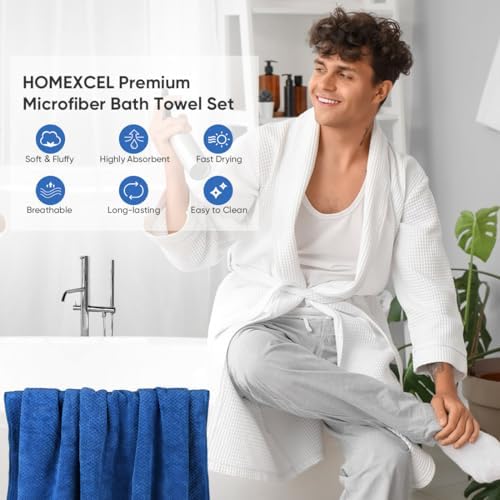 HOMEXCEL Bath Towels 2PK, Microfiber Ultra Soft Bathroom Towel, 27x54 in - Image 3