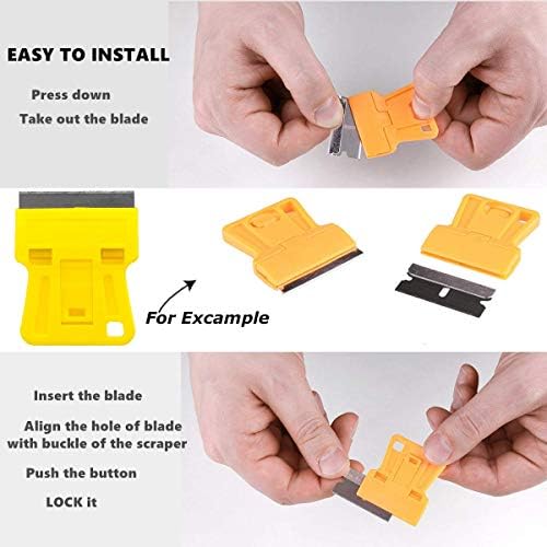 Mini Plastic Razor Blade Scraper High Visibility Bright Yellow Window Scraper - Image 5