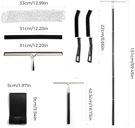 17“- 60" Extendable Long Handle 2-in-1 Window Squeegee Silver - Image 3