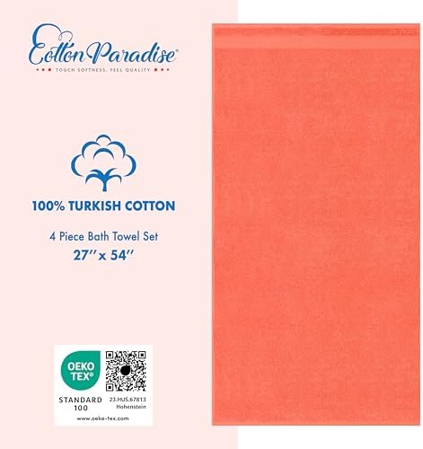 Cotton Paradise 100% Cotton Turkish Towel Set, Soft Absorbent Quick Dry - Image 4