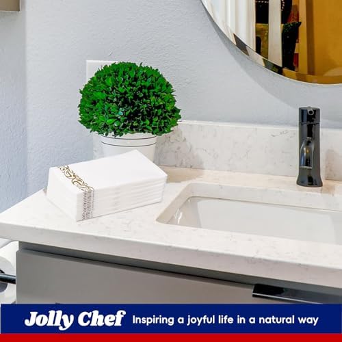 200 White and Gold Disposable Hand Towels Bathroom Napkins - Image 5