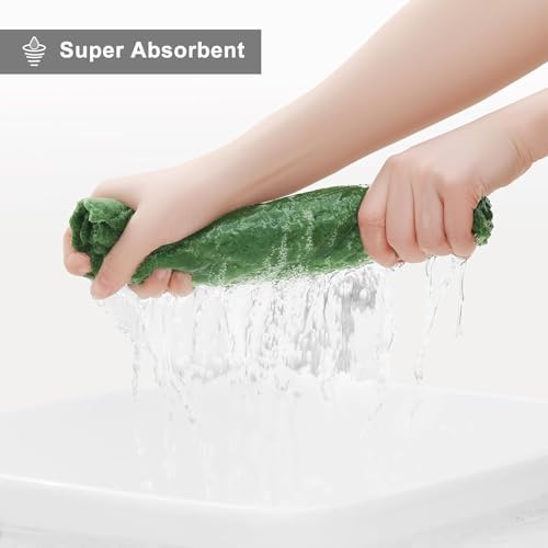 Homaxy 12 Pack Super Soft Absorbent Dish Towels, Grass Green - Image 6