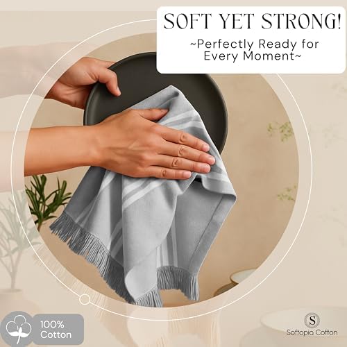Prewashed Stripe Kitchen Towels 4 Pack, 100% Cotton Tea Towels, Reusable Wash - Image 5