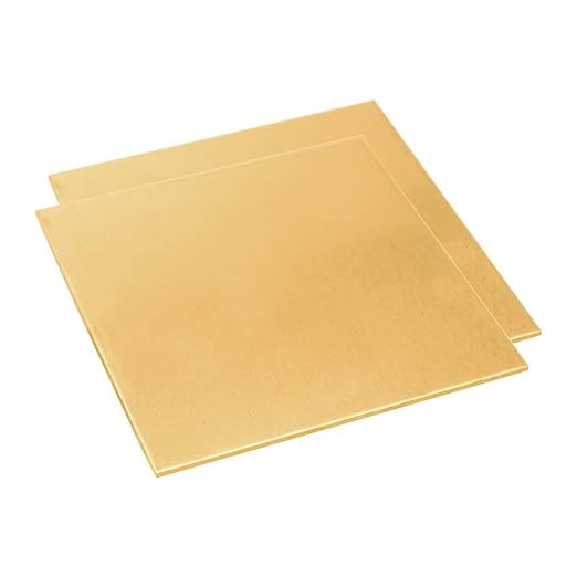 10 Gauge Brass Sheet，H62 Brass Plates Metal 0.098" Thickness x 3.9" Width x 3.9" Lenght, for Models, Crafts, Repairs, Electrical, 2Pcs