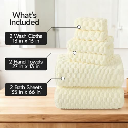 REDKISS Cream Microfiber Towels-35x70 Inches Oversized Bath Sheets, Extra Large - Image 2