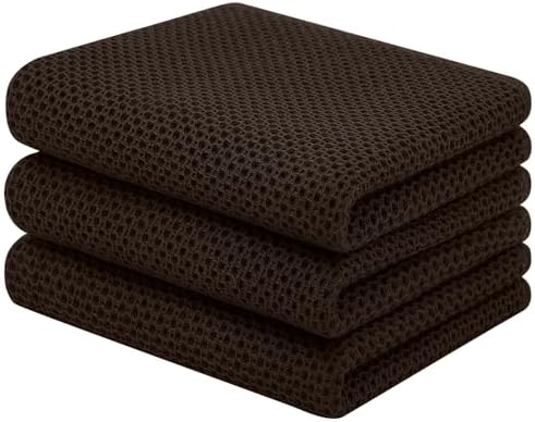 Homaxy 100% Cotton Waffle Weave Kitchen Towels, Dark Brown by Homaxy