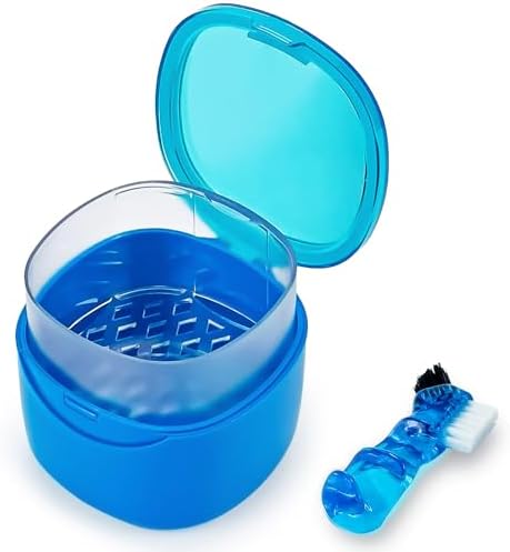 Denture Cleaning Case Dental Retainer Container Soaking Cup by EZEELAI