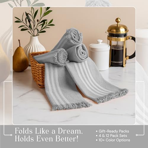 Prewashed Stripe Kitchen Towels 4 Pack, 100% Cotton Tea Towels, Reusable Wash - Image 2