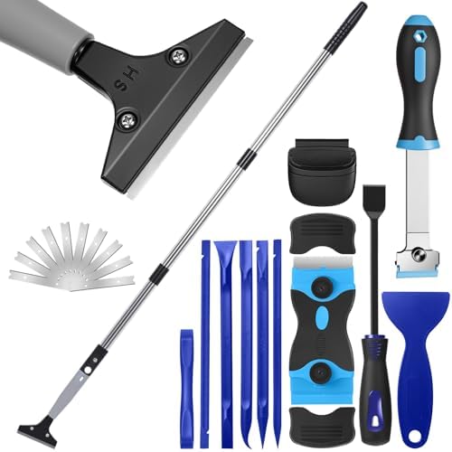 Tallew 12 Pcs Floor Scraper Tool Set 52" Long Handle Metal Razor by Tallew