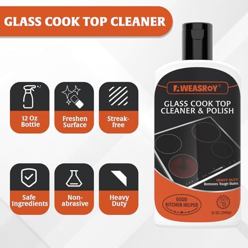 AWEASROY Glass Stove Top Cleaner Kit 12 oz, No Scratch Removes Tough Stains - Image 2