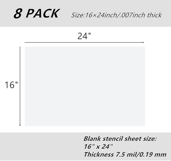 BANLTRE 8 Pack 16" x 24" 7.5mil/0.19mm Thick Clear Blank Stencil Sheet for Cutting,Craft Plastic Sheets (16" x 24" / 7.5mil)