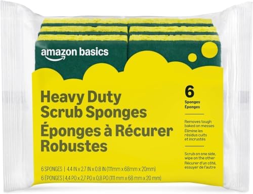 Amazon Basics Heavy Duty Scrub Sponges, Dual-Sided Design, Packaging May Vary by AmazonBasics